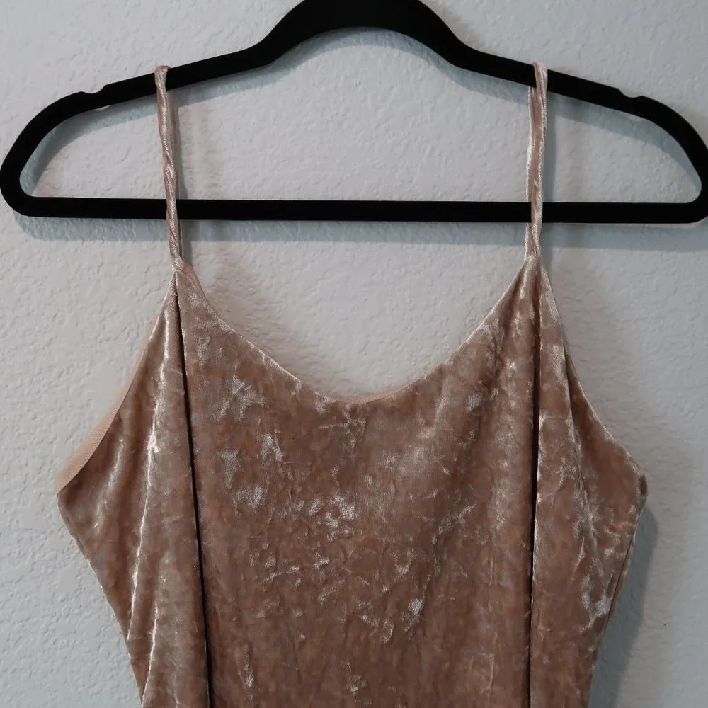 Love J Mini Dress Womens Crushed Velvet Champaign Sleeveless Spaghetti Straps L - Picture 4 of 15
